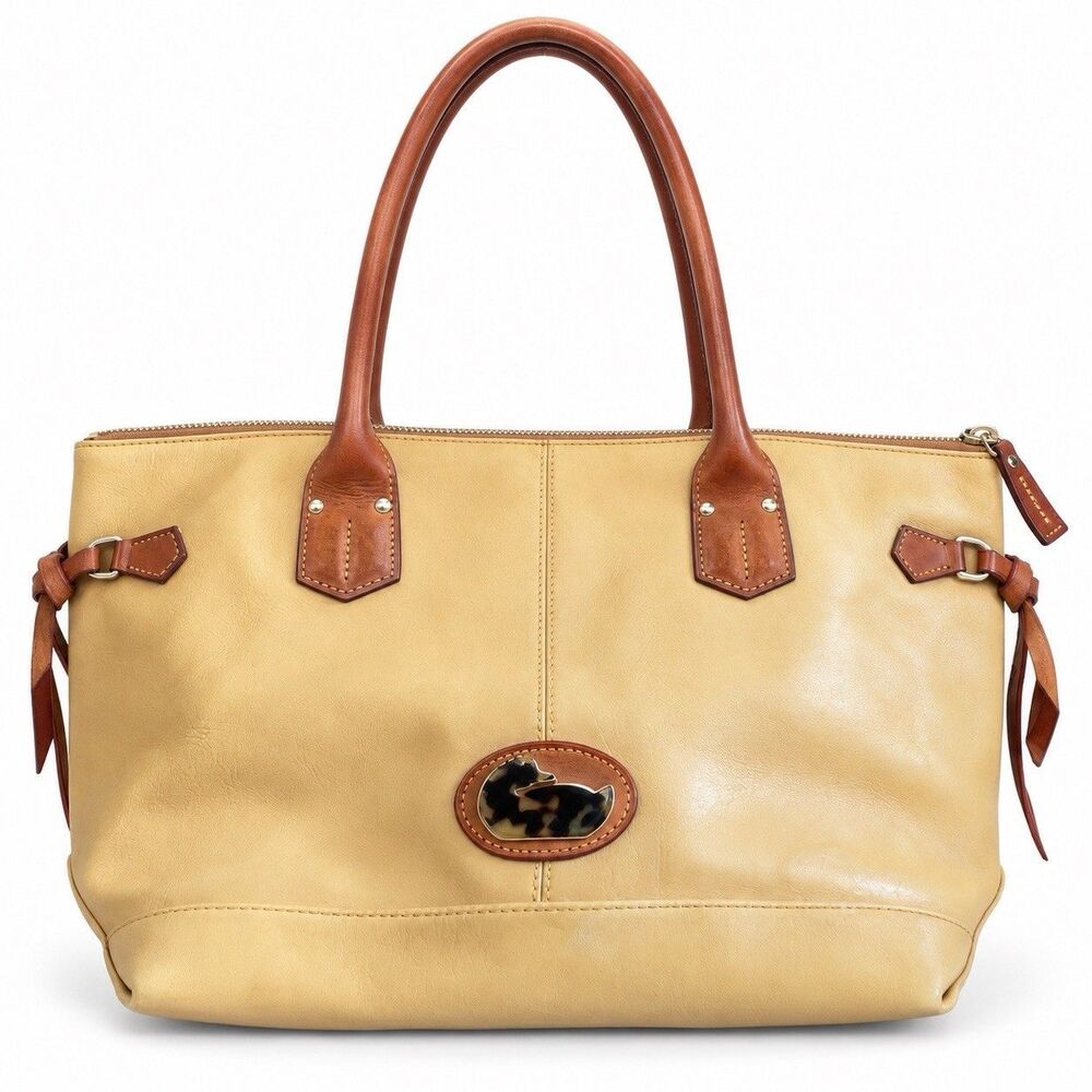 Dooney & Bourke Leather Brown Handle Champosa Shoulder Bag Tortoise Duck